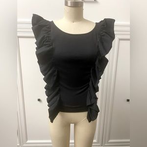 ANTHROPOLOGY - MAEVE RUFFLE-BOARDER TOP : size L